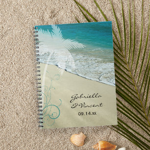 Tropiskt Beach Wedding Anteckningsbok Med Spiral