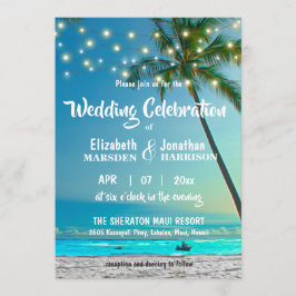 Tropiskt Beach Wedding Handflatan String Ljus Mode Inbjudningar
