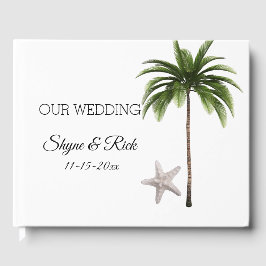 Tropiskt Beach Wedding Handflatan Träd Personlig Gästböcker