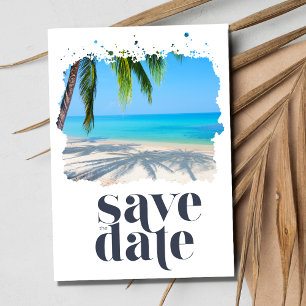 Tropiskt Beach Wedding handflatan Träd Spara Datumet