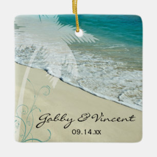 Tropiskt Beach Wedding Julgransprydnad Keramik