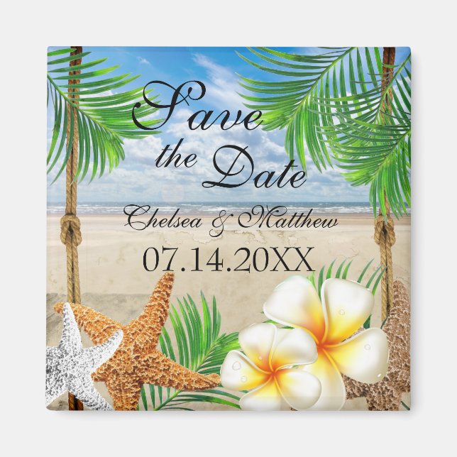 Tropiskt Beach Wedding Magnet (Framsidan)