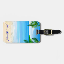 Tropiskt Beach Wedding Ny gifta Bagagebricka