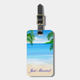 Tropiskt Beach Wedding Ny gifta Bagagebricka