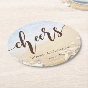 Tropiskt Beach Wedding Starfish Sommar Underlägg Papper Rund