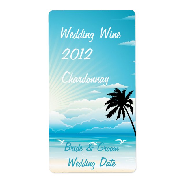 Tropiskt Beach Wedding Vin-märke Fraktsedel (Framsidan)