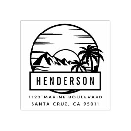 Tropiskt berg och persikor | Efternamn Adress Stämpel