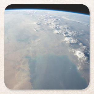 Tropiskt blå Vatten av det persiska Bukt. 2 Underlägg Papper Kvadrat