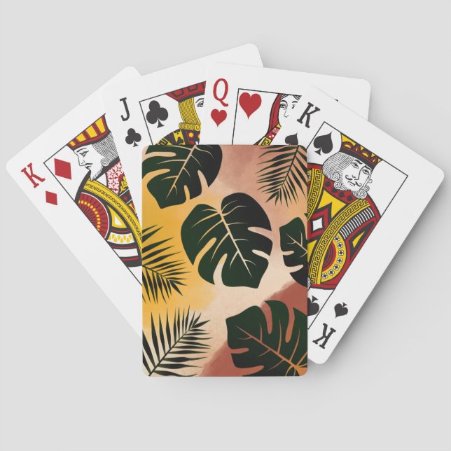 Tropiskt blad abstrakt mönster casinokort (Baksidan)