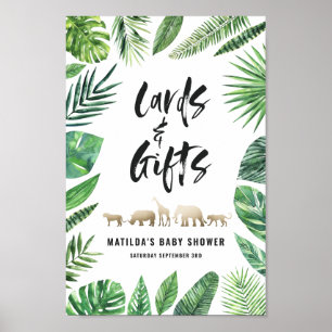 Tropiskt blad + djurkort och gåvor från guld poster