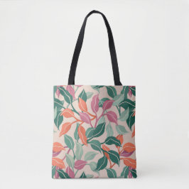Tropiskt blad korallgrönt botaniskt chic vardaglig tygkasse