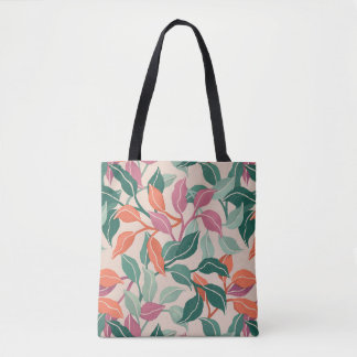 Tropiskt blad korallgrönt botaniskt chic vardaglig tygkasse