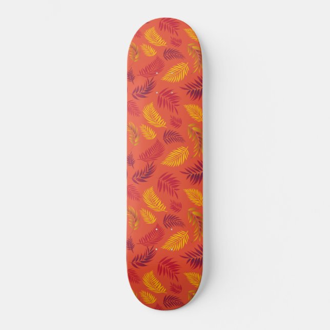 Tropiskt bladsmönster 18 mini skateboard bräda 18,5 cm (Framsida)