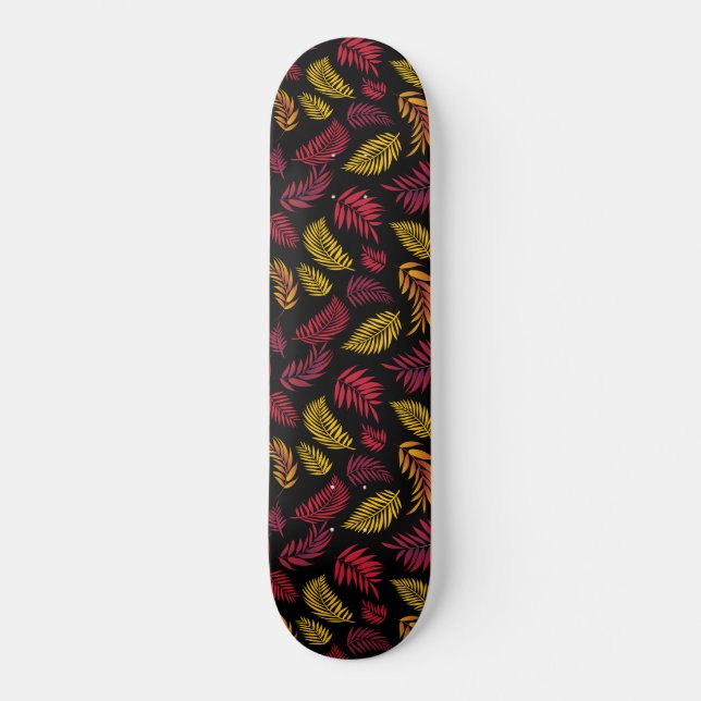 Tropiskt bladsmönster 21 mini skateboard bräda 18,5 cm (Framsida)