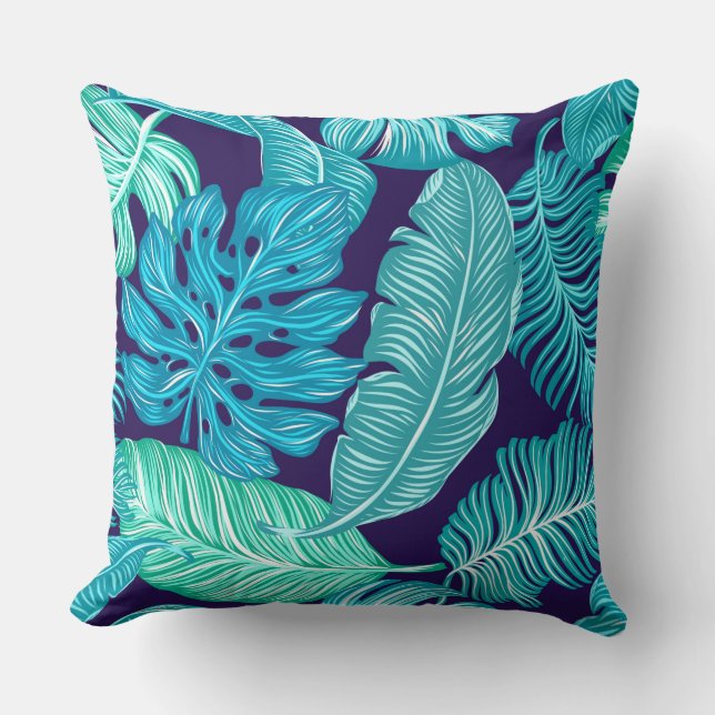 Tropiskt blått Dekorativ kudde (Framsida)