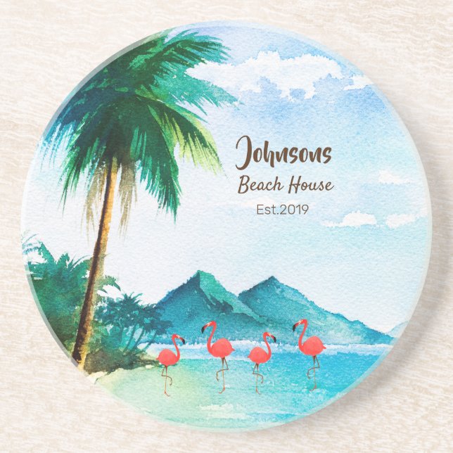 Tropiskt blått Grönt Vattenfärgshav Underlägg (Framsidan)