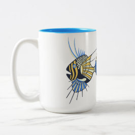 Tropiskt blått Gult Vattenlevande fisk Två-Tonad Mugg