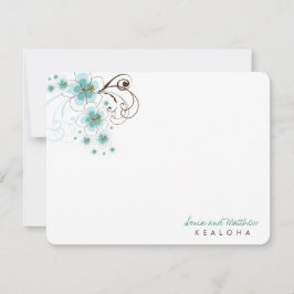 Tropiskt blått Hibiscus Bröllop Tackkort-kort Anteckningskort