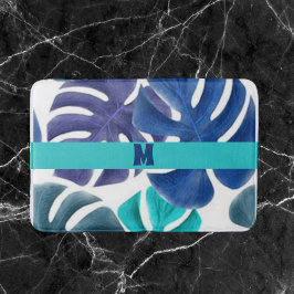 Tropiskt blått och Lila Handflatan Badrumsmatta