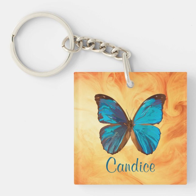 Tropiskt blått och turkos Gem Färgad Butterfly (Framsidan)