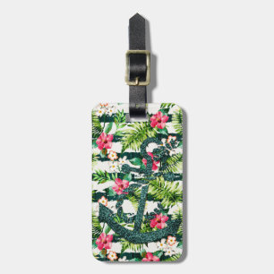 Tropiskt blom- Fauxglitter ankrar nautiskt Bagagebricka