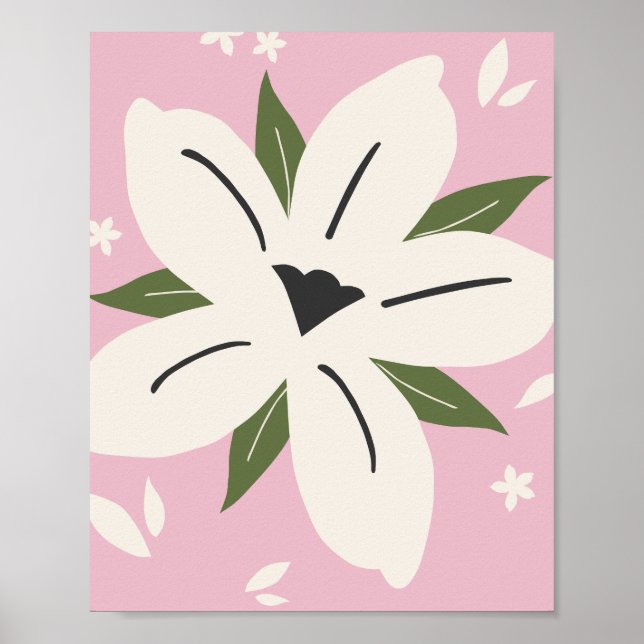 Tropiskt blomma 05 Rosa Botaniskt Poster (Framsidan)
