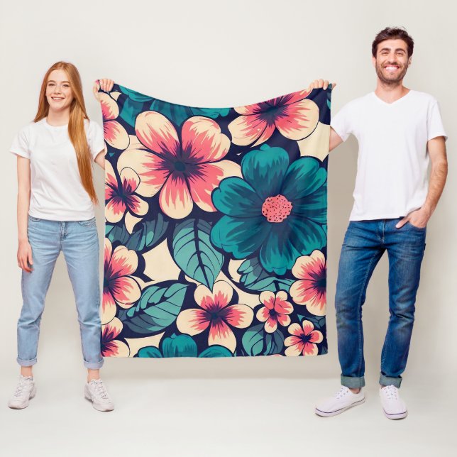 Tropiskt blomma fleecefilt (På plats)