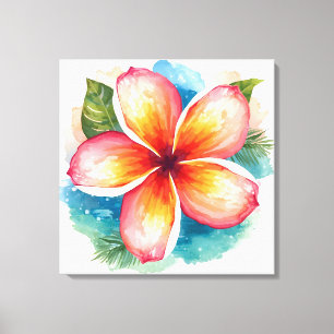 Tropiskt blomma, Frangipani blommar i paradiset Canvastryck