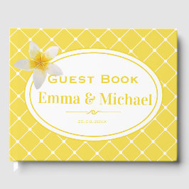 Tropiskt blomma och Trellis Mönster | GULT BRÖLLOP Gästböcker