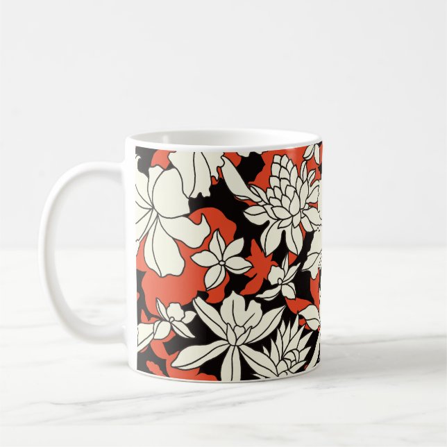 Tropiskt blomma, sömlös exotisk Mönster Kaffemugg (Vänster)