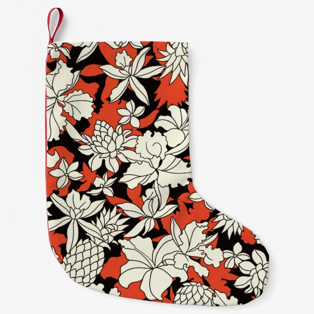 Tropiskt blomma, sömlös exotisk Mönster Liten Julstrumpa (Framsidan)