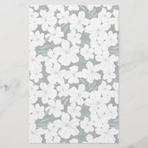 Tropiskt blommamönster för vit brevpapper
