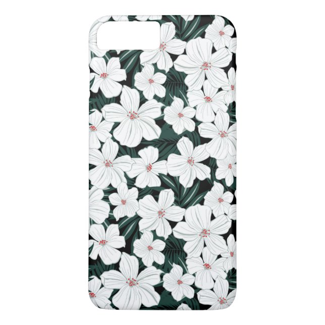 Tropiskt blommamönster för vit Case-Mate iPhone skal (Baksida)