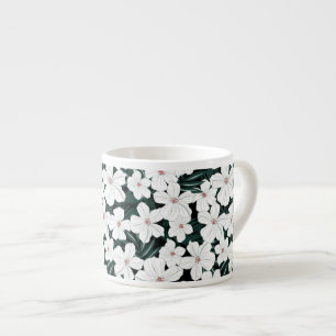 Tropiskt blommamönster för vit espressomugg