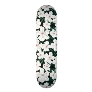 Tropiskt blommamönster för vit skateboard bräda 20 cm