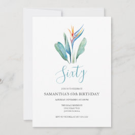 Tropiskt blommande 60:e födelsedagsinbjudan inbjudningar