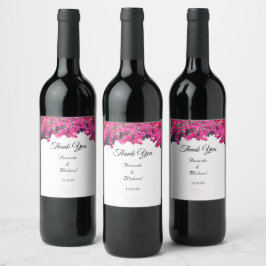 Tropiskt blommande bröllop vinflaska etikett