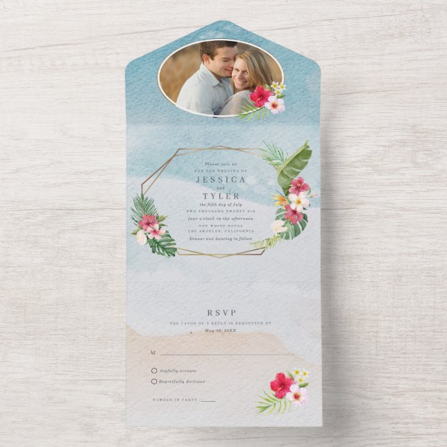Tropiskt Blommfoto Strandbröllop (Insida)