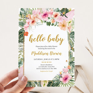 Tropiskt Blommigt Aloha Baby Shower Inbjudningar