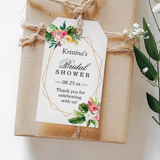 Tropiskt Blommigt Flamingo Möhippa Tack Presentetikett (Skapare uppladdad)