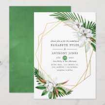 Tropiskt Blommigt för vattenfärg Geometric Bröllop