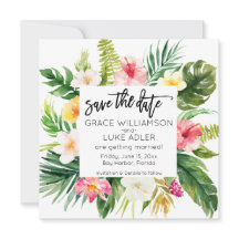 Tropiskt Blommigt för vattenfärg Spara datum