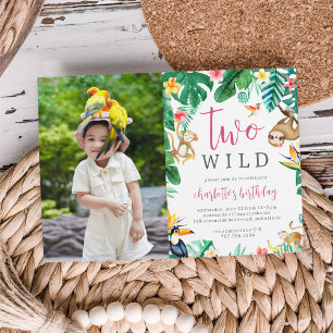 Tropiskt Blommigt Jungle Animals Barns födelsedag Inbjudningar