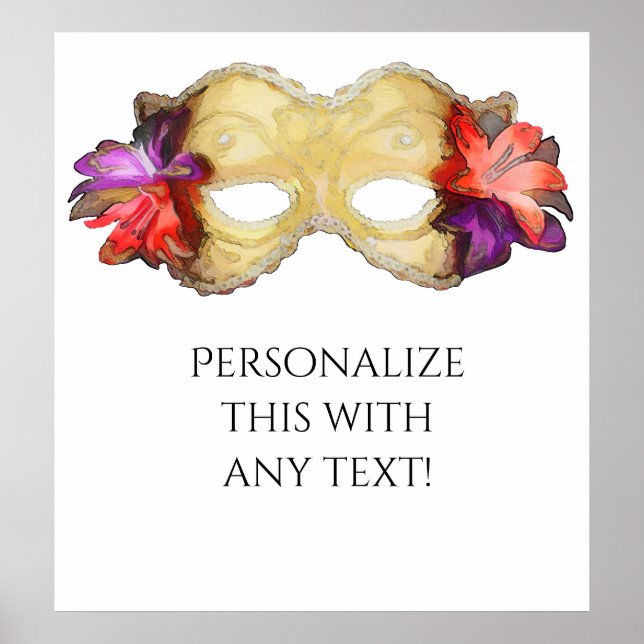 Tropiskt blommigt maskeradmask festbanner poster (Framsidan)