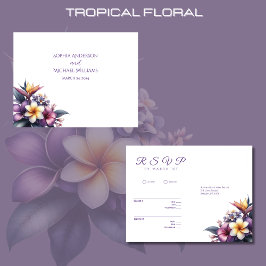 Tropiskt Blommigt-OSA-Bröllop-vykort Vykort