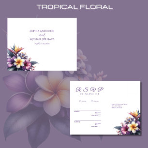 Tropiskt Blommigt-OSA-Bröllop-vykort Vykort