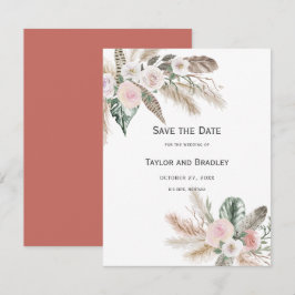 Tropiskt blommigt Pampasgräs, Fjädrar, Rustikt | I Spara Datumet