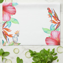 Tropiskt Blommigt Parrot Kitchen Towel Kökshandduk