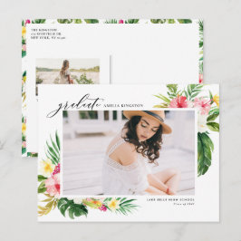 Tropiskt Blommigt Ram Foto Studenten Meddelande Vykort