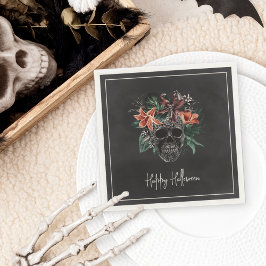 Tropiskt Blommigt Skull Halloween Pappersservett